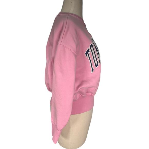 Tommy Jeans Preppy Pink Logo Sweatshirt XS 100% Cotton Crewneck Cozy Pullover - Picture 6 of 13
